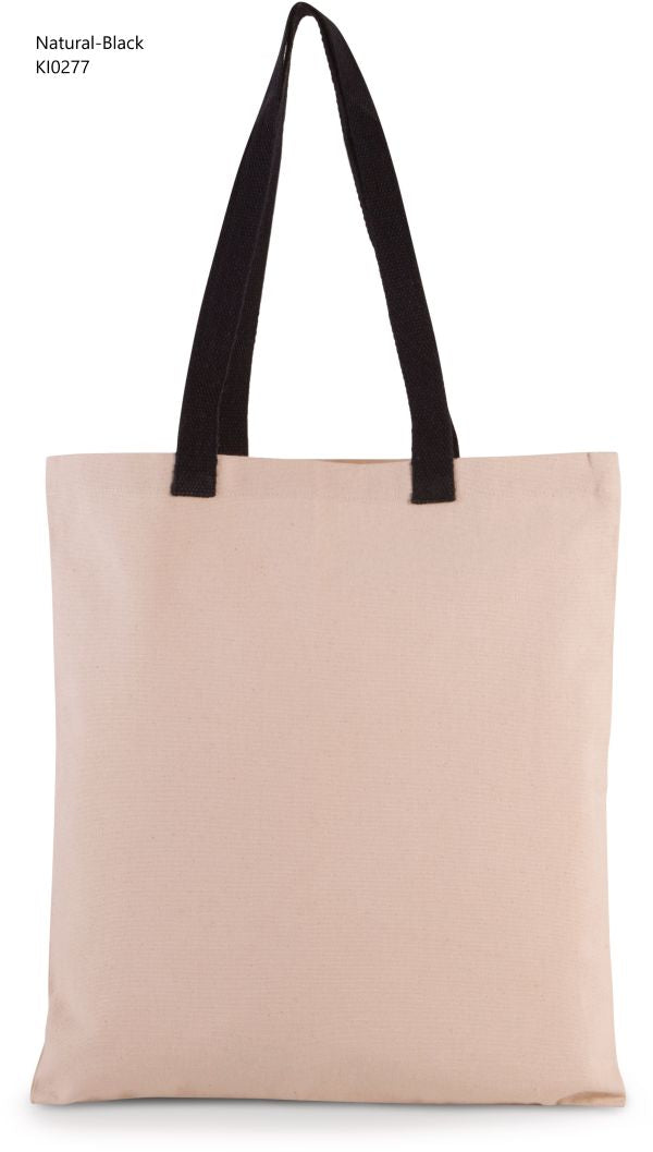 Shopper in Tela Manico a contrasto