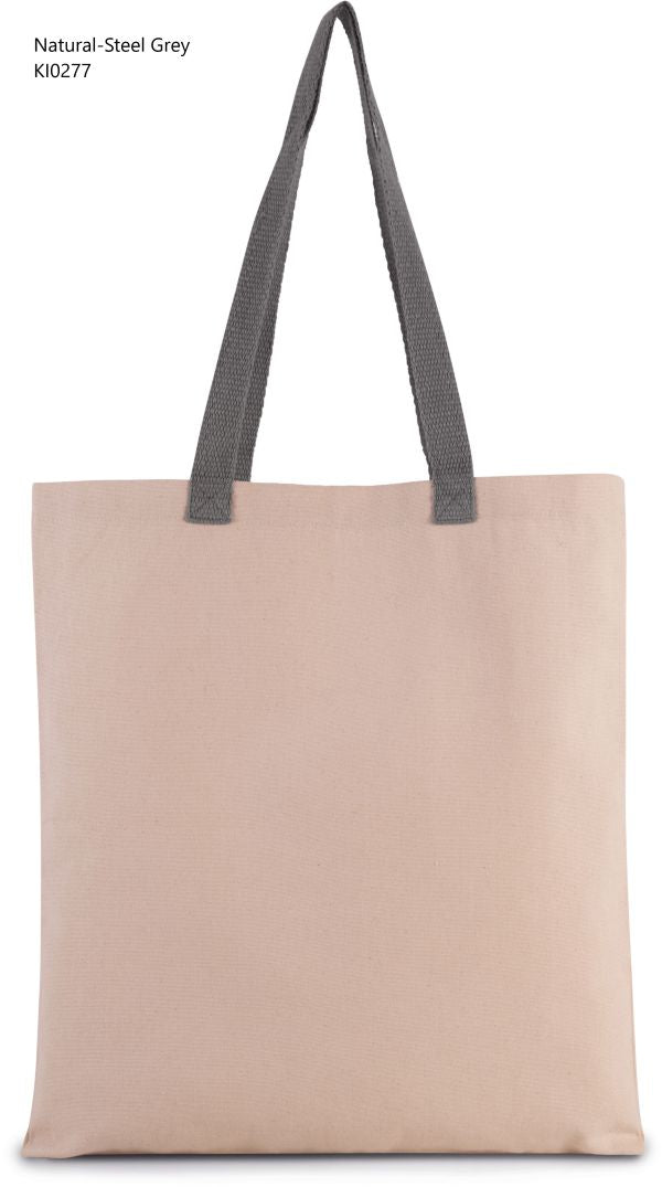 Shopper in Tela Manico a contrasto