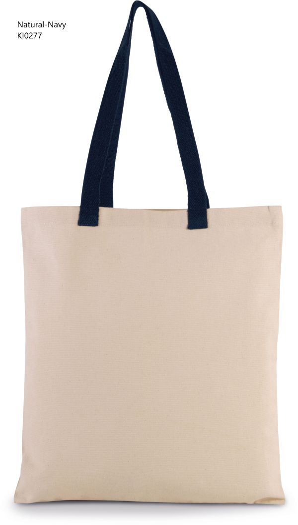 Shopper in Tela Manico a contrasto