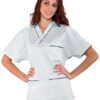 Casacca Unisex Collo a V Bianco e Profili Blu