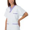 Casacca Unisex Collo a V Bianco e Lilla