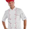 Giacca Cuoco Unisex Red Chef Bianco e Rosso Manica Corta